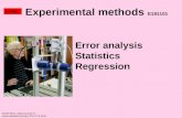 Rudolf Žitný, Ústav procesní a zpracovatelské techniky ČVUT FS 2010 Error analysis Statistics Regression Experimental methods E181101 EXM8.