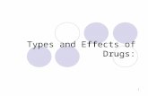 1 Types and Effects of Drugs:. 2 Hallucinogens Health effects include:  Sense of distance and estrangement  Mood disorders  Dilated pupils  Elevated.