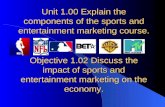 Unit 1.00 Explain the components of the sports and entertainment marketing course. Objective 1.02 Discuss the impact of sports and entertainment marketing.