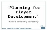 ‘Planning for Player Development’ Within a community club setting 1.