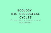 ECOLOGY BIO GEOLOGICAL CYCLES Essential elements and nutrients.