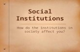 Social Institutions How do the institutions in society affect you?