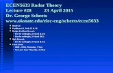 ECEN5633 Radar Theory Lecture #28 23 April 2015 Dr. George Scheets  n Read 6.4 n Problems 6.1, Web 15 & 16 n Design.