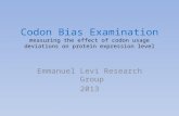 Codon Bias Examination measuring the effect of codon usage deviations on protein expression level Emmanuel Levi Research Group 2013.