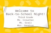 Welcome to Back-to-School Night! Third Grade Mr. Croucher Ms. Grail Mrs. Gendron.