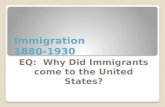 Immigration 1880-1930 EQ: Why Did Immigrants come to the United States?