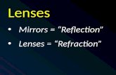 Lenses Mirrors = “Reflection” Lenses = “Refraction”
