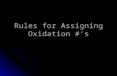 Rules for Assigning Oxidation #’s. Elements by themselves are neutral Elements by themselves are neutral Ox # = 0 Ex: Na 0, O 2 0, Mg 0 Ex: Na 0, O 2.