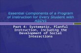 Part 4: Systematic, Planful Instruction, Including the Development of Social Interactions.