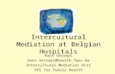 Intercultural Mediation at Belgian Hospitals Hans Verrept Hans.Verrept@health.fgov.be Intercultural Mediation Unit FPS for Public Health.