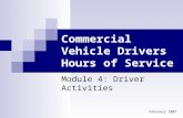 February 2007 Commercial Vehicle Drivers Hours of Service Module 4: Driver Activities.