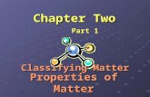 Chapter Two Part 1 Properties of Matter Classifying Matter.