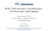 1 W3C Web Services Architecture: An Overview and Update David Booth, Ph.D. W3C Fellow / Hewlett-Packard dbooth@w3.org dbooth@w3.org OOP2004 Munich, Germany.