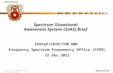 10/6/2015 SIGCEN/CDID/FSPO SAS SpectrumINFO BRIEF 1 UNCLASSIFIED Spectrum Situational Awareness System (S2AS) Brief SIGCoE/CDID/TCM GNE Frequency Spectrum.