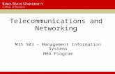 Telecommunications and Networking MIS 503 - Management Information Systems MBA Program.