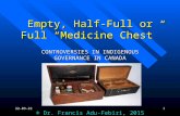 06/10/20151 Empty, Half-Full or Full “Medicine Chest” CONTROVERSIES IN INDIGENOUS GOVERNANCE IN CANADA © Dr. Francis Adu-Febiri, 2015.
