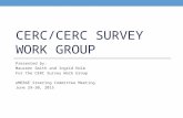 CERC/CERC SURVEY WORK GROUP Presented by: Maureen Smith and Ingrid Holm For the CERC Survey Work Group eMERGE Steering Committee Meeting June 29-30, 2015.