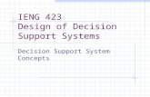IENG 423 Design of Decision Support Systems Decision Support System Concepts.