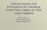 Ethical Issues and Procedures for Handling Third Party Callers to Your Legal Helpline Keith Morris Sue Wasserkrug David Godfrey.