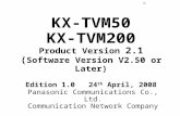 KX-TVM50 KX-TVM200 Product Version 2.1 ( Software Version V2.50 or Later) Edition 1.0 24 th April, 2008 Panasonic Communications Co., Ltd. Communication.