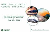 ORNL Sustainable Campus Initiative O AK R IDGE N ATIONAL L ABORATORY Quarterly Review May 18, 2011.