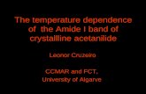The temperature dependence of the Amide I band of crystallline acetanilide Leonor Cruzeiro CCMAR and FCT, University of Algarve.