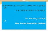 MAKING STUDENT VOICES HEARD IN A LITERATURE COURSE Dr. Phuong thi Anh Le Nha Trang Education College.