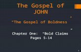 The Gospel of JOHN “The Gospel of Boldness” Chapter One: “Bold Claims” Pages 5-14 1.