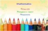 Mathematics  Class VIII  Chapter 2 – Unit 4  Exponents.
