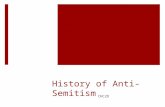 History of Anti- Semitism CHC2D. Anti-Semitism  Prejudice, hatred and discrimination against Jews  Many ways of expressing hatred and rage against Jews.