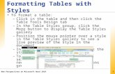 XP Formatting Tables with Styles To format a table: – Click in the table and then click the Table Tools Design tab – In the Table Styles group, click the.