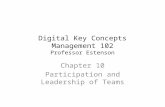 Digital Key Concepts Management 102 Professor Estenson Chapter 10 Participation and Leadership of Teams.