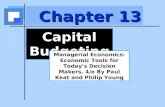 Chapter 13 Capital Budgeting Managerial Economics: Economic Tools for Today’s Decision Makers, 4/e By Paul Keat and Philip Young.