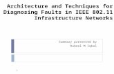 Architecture and Techniques for Diagnosing Faults in IEEE 802.11 Infrastructure Networks Summary presented by Rubeel M Iqbal 1.