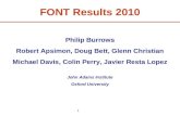 1 FONT Results 2010 Philip Burrows Robert Apsimon, Doug Bett, Glenn Christian Michael Davis, Colin Perry, Javier Resta Lopez John Adams Institute Oxford.