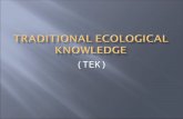(TEK).  Traditional knowledge is the knowledge people have gained over the years of the environment and the world around them. Traditional knowledge.