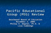 Pacific Educational Group (PEG) Review Beachwood Board of Education November 2, 2009 Philip H. Wagner, Ph.D. & Lisa Cummings.