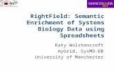 RightField: Semantic Enrichment of Systems Biology Data using Spreadsheets Katy Wolstencroft myGrid, SysMO-DB University of Manchester.