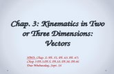 Chap. 3: Kinematics in Two or Three Dimensions: Vectors HW3: Chap. 2: Pb. 51, Pb. 63, Pb. 67; Chap 3:Pb.3,Pb.5, Pb.10, Pb.38, Pb.46 Due Wednesday, Sept.