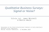 Qualitative Business Surveys: Signal or Noise? Silvia Lui, James Mitchell & Martin Weale Presented at the Third International Seminar on Early Warning.