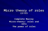 Micro theory of roles (2/12) Complete Murray Micro-theory: roles and nets The power of roles.