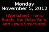 Monday November 5, 2012 (Worksheet - Ionic Bonds, the Octet Rule, and Lewis Structures)