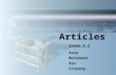 Articles Group # 2 Reem Mohammad Han Xinyang. What is an article?  An article is a little word that comes before a noun.  Basically, it is like an adjective.