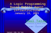 1 A Logic Programming Based Mobile Agent Infrastructure January 19, 2001 Copyright © 2000, Paul Tarau Paul Tarau University of North Texas & BinNet Corporation.