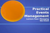 Practical Events Management Lecture Four: Managing the Event.
