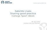Creating a sporting habit for life Satellite clubs Sharing good practice College Sport Week 30 th April 2014 Andrew Liney & Jill Rothwell.
