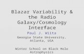 Blazar Variability & the Radio Galaxy/Cosmology Interface Paul J. Wiita Georgia State University, Atlanta, USA Winter School on Black Hole Astrophysics.