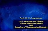 Lec 2: Overview and History of Drug Abuse in America and Overview of Pharmaceutical Industry Psych 181: Dr. Anagnostaras.