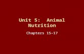 Unit 5: Animal Nutrition Chapters 15-17. Unit 5: Animal Nutrition Unit 5 Objectives: –Basic understand of nutrients, digestibility, evaluation, and composition.