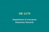 SB 1279 Department of Insurance Electronic Records.